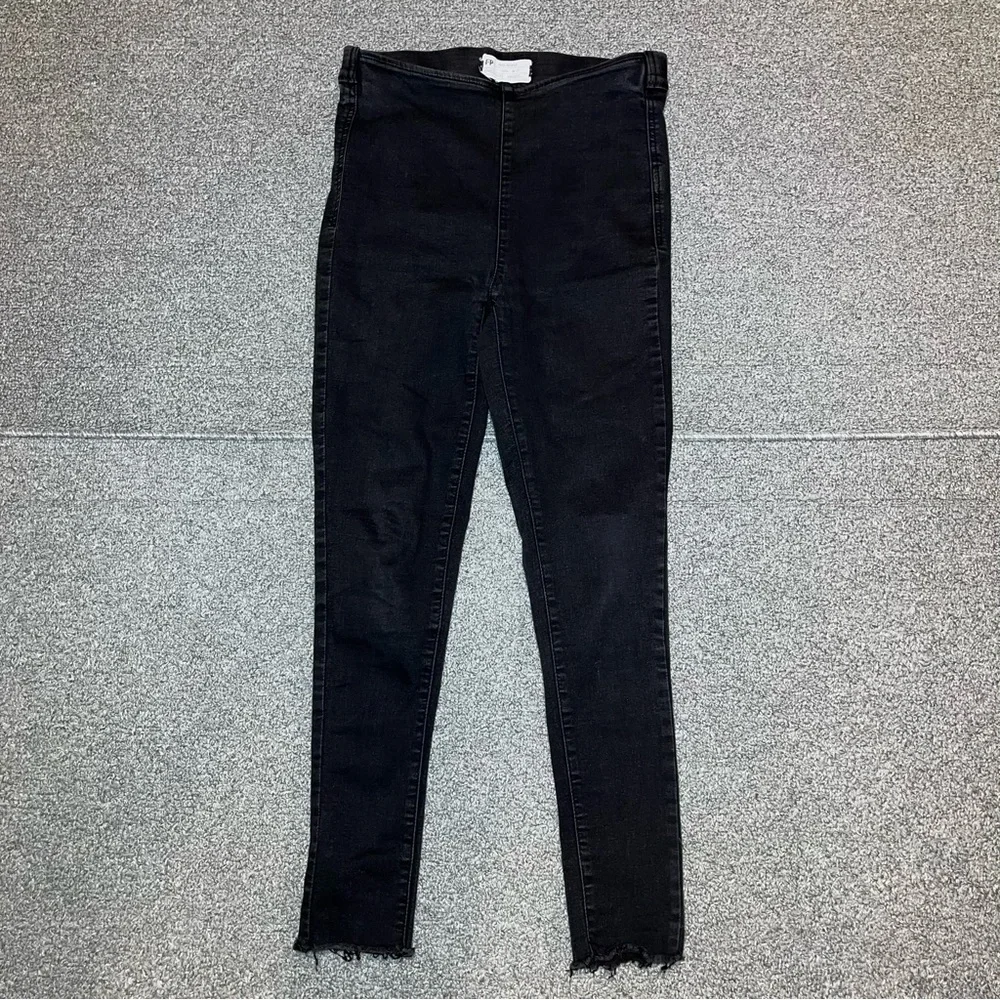 Free People Jeans Mid Rise Skinny Pull On Womens 27 Black Stretch Frayed Hems